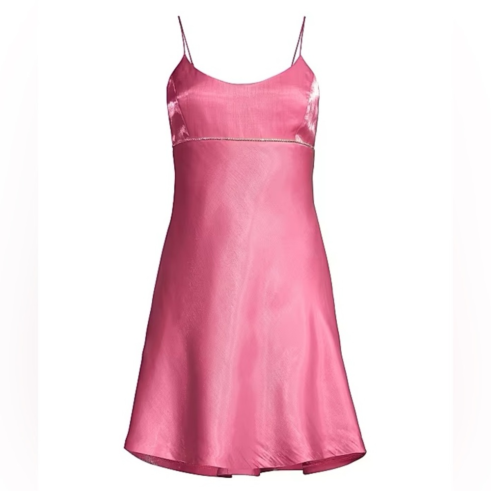 LoveShackFancy Fan Dress Satin Embellished Rhinestone Empire Waist Mini Dress